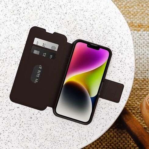 OtterBox iPhone 14 Plus Strada Series Case - SHADOW (Black), card holder, genuine leather, pocket-friendly, folio case in Saudi Arabia