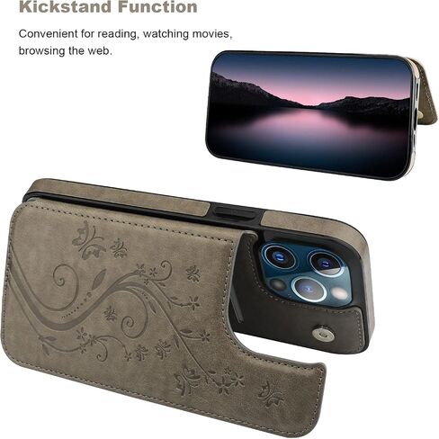 Vaburs Compatible with iPhone 14 Pro Max Case Wallet with Card Holder,Embossed Butterfly Pattern PU Leather Double Buttons Flip Protective Shockproof Cover for Magnetic Car Mount 6.7 Inch (Rose Gold) in Saudi Arabia