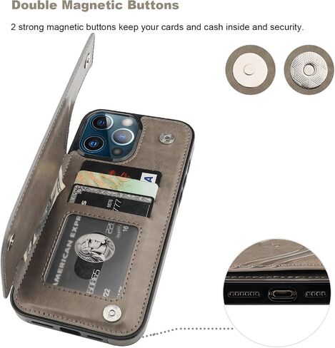 Vaburs Compatible with iPhone 14 Pro Max Case Wallet with Card Holder,Embossed Butterfly Pattern PU Leather Double Buttons Flip Protective Shockproof Cover for Magnetic Car Mount 6.7 Inch (Rose Gold) in Saudi Arabia