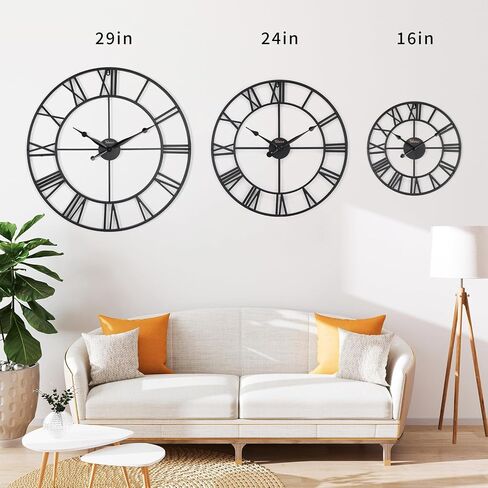 Large 16In Wall Clock,Vintage Farmhouse Wall Decor,Boho Metal Wall Art,Home Decor for Living Room, Kitchen,Bedroom, Office,Suitable for Room Decor&Wall Decor in Saudi Arabia