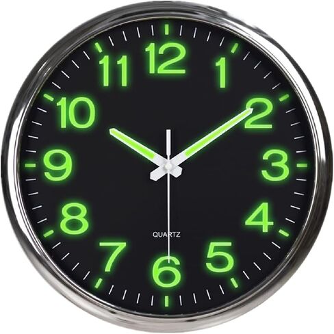 12 Inch Luminous Wall Clock Glow Silent Non Ticking (Hands + Numbers Illuminate),to Read Home/Office/School (Black) (Red) in Saudi Arabia