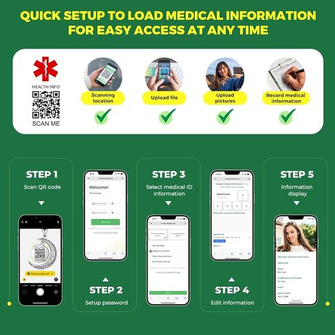 Medical Alert Necklace for Women - Stainless Steel Medical Necklace Engraved QR Code Medical ID Necklace - More Space Custom Online Emergency Medical Info in Saudi Arabia