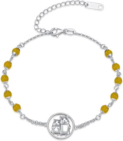 Hamsters Bracelet for Women 925 Sterling Silver Two Hamsters Bracelet Agate Bracelet Jewelry Gift for Hamster Lover in Kuwait