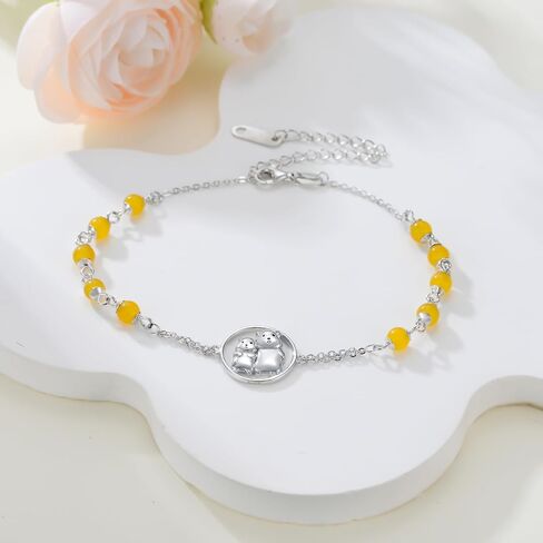 Hamsters Bracelet for Women 925 Sterling Silver Two Hamsters Bracelet Agate Bracelet Jewelry Gift for Hamster Lover in Kuwait