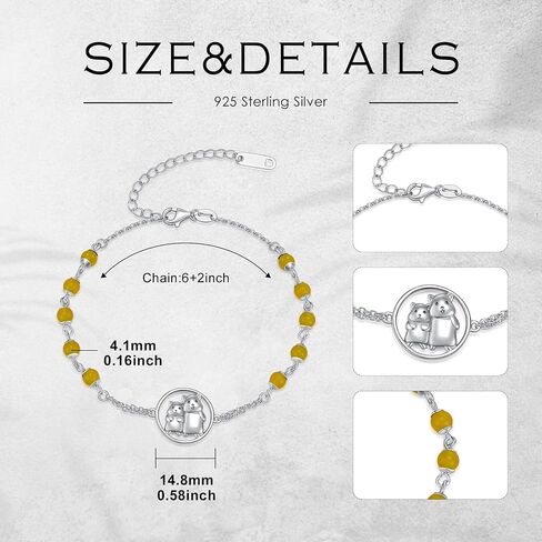 Hamsters Bracelet for Women 925 Sterling Silver Two Hamsters Bracelet Agate Bracelet Jewelry Gift for Hamster Lover in Kuwait