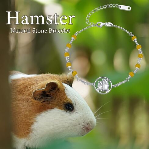 Hamsters Bracelet for Women 925 Sterling Silver Two Hamsters Bracelet Agate Bracelet Jewelry Gift for Hamster Lover in Kuwait