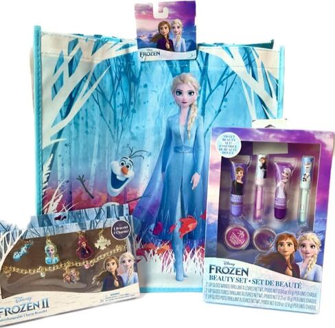 Disney Classic Frozen Beauty Bundle and Tote Bag- Includes Medium Eco-Friendly Reusable Tote Bag with Frozen II Charm Bracelet and 6 Piece Lip Gloss Set in Saudi Arabia