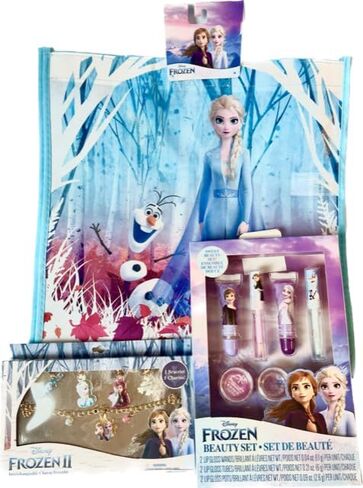 Disney Classic Frozen Beauty Bundle and Tote Bag- Includes Medium Eco-Friendly Reusable Tote Bag with Frozen II Charm Bracelet and 6 Piece Lip Gloss Set in Saudi Arabia