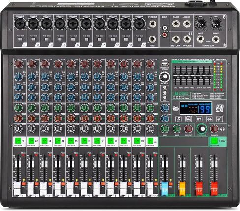 XF8 Professional Audio Mixer Sound Board Console Desktop System Interface 8 Channel Digital USB Bluetooth MP3 Computer Input 48V Phantom Power Supply Built-in 99 Reverb Effect (XF8) in Saudi Arabia