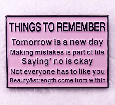 Positive Quotes Enamel Pin For Backpack Things To Remember Tomorrow Is A New Day Enamel Pins Brooch Metal Lapel Badges Lapel Pins Decoration Pin Collar Pin Brooches Backpacks Jewelry Accessories Gifts in Saudi Arabia