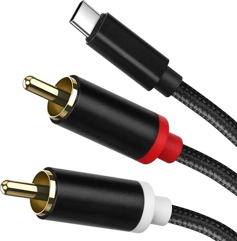 USB C to RCA Cable Audio Aux Adapter, Stereo Y Splitter Adapter for Select iPhone, iPad and iPod Models for Power Amplifier, Car, Home Theater, Speaker and More 6FT in Kuwait