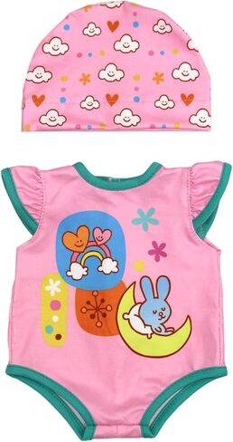 ملابس دمى أطفال من AISITE للدمى مقاس 16 بوصة - 4 مجموعات من ملابس الدمى الحية، ملابس فضفاضة لدمية الأطفال حديثي الولادة مقاس 14-16 بوصة من الأولاد والبنات in Kuwait