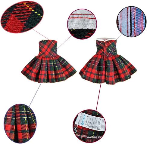 E-TING Santa Clothing for elf Doll Christmas Decoration (Red-Green Plaid Dress) in Kuwait