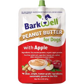 Peanut Butter Squeeze - All-Natural Dog Peanut Butter Dog Treat 3 Pack (24 oz) Sourced and Made in The USA Plus Free Lick Mat. Peanut Butter, Sweet Potato and Apple. 100% Natural