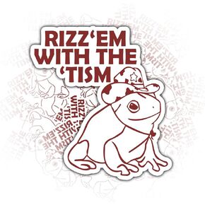 3PCS Rizz Em with The Tism Sticker Funny Meme Frog Sticker for Kids Teens, Waterproof Vinyl Stickers, Aesthetic Laptop Stickers, Stickers for Water Bottles 2in