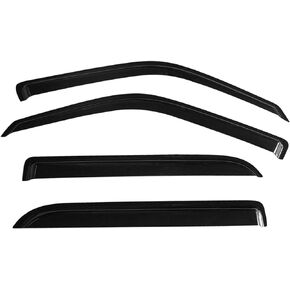 IKON MOTORSPORTS, Window Visor Compatible with 01-03 Ford F-150 Crew Cab, 02-03 Lincoln Blackwood, Slim Style Acrylic Smoke Tinted & Semi-Transparent Sun Rain Shade Guard Wind Vent Air Deflector