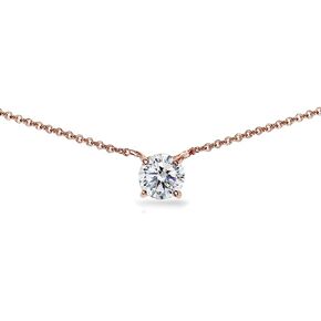 B. BRILLIANT Sterling Silver 6mm AAA Cubic Zirconia Solitaire Stone Short Choker CZ Necklace for Women Girls