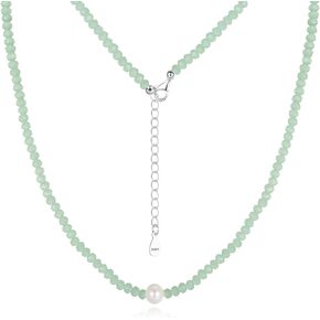 Beaded Necklace for Women, Faceted Crystal Choker Necklace with Pearl, Gemstone Summer Necklace Beach Necklace