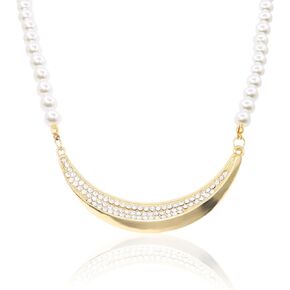 Crystal Rhinestone Choker Necklace for Women Trendy Sparkly Chunky Collar with Pearl Chain Statement Neckalces Fashion Jewelry for Women Girl