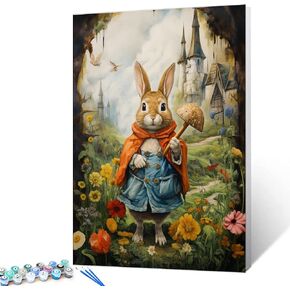 TUMOVO Wildlife Animal DIY Paint by Numbers for Adults Cartoon Castle DIY Digital Oil Painting Acrylic Paint Wildflowers Painting Kits Canvas with Acrylic Paint Room Decor 16x20 Inch Gift(DIY Frame)
