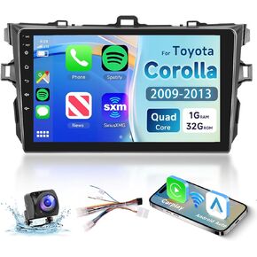 for Toyota Corolla 2009-2013 Android Car Stereo with Wireless Carplay Android Auto, 9 Inch Touch Screen Bluetooth Car Radio Support GPS Navigation WiFi HiFi Audio FM SWC USB + HD Backup Camera
