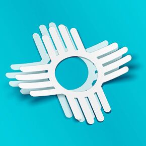 2 Zia Symbol Stickers 4 x 4 inch Turquoise Weatherproof Window Vinyl Decal Set for Car Windows