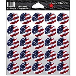 Award Decals American Flag Full Color Decals (100 Stickers) the Original Sticker Set (100 Decals) The Original Award Decals Premium 20mil Thick 1" Helmet Decals Made in The USA Since 1976
