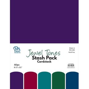 PA Paper Accents Stash Pack Cardstock Pack 8.5" x 11" Jewel Tones, colored cardstock paper for card making, scrapbooking, printing, quilling and crafts, 65lb., 40 pieces
