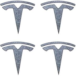 Car Front Side Turn Signal Cover Indicator Camera T-Logo Vinyl Decal Stickers Exterior Decoration Compatible with Tesla Model S X Y 3 (Metallic Silver) 4 Pieces
