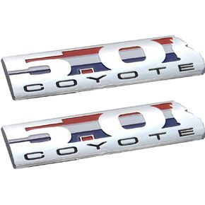 Coyote Engine V8 5.0L Howling Emblem Coyote Badge Emblem for EM2430 302 Boss GT F150 (2 pcs Silver)