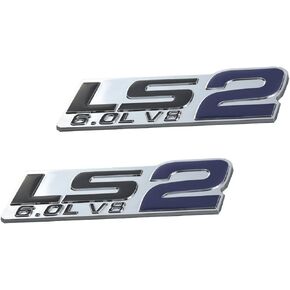 شارة شعارات محرك LS2 6.0L V8، لسيارة Gm Chevy شيفروليه سيلفرادو من الكروم. (أحمر)