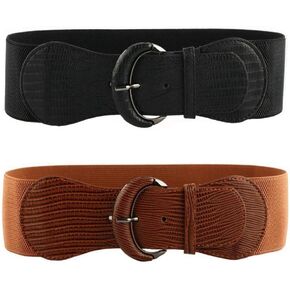VOCHIC 2pcs Stretch Wide Belt for Women Elastic Thick Waist Belt for Dress