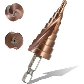 مجموعة لقم الثقب المتدرجة 3 قطع مترية مع حقيبة، ثقب مركزي تلقائي (4-12 مم/4-20 مم/4-32 مم)، ساق سداسية 1/4 بوصة تغيير سريع من الفولاذ المطلي بالتيتانيوم عالي السرعة للنحاس/الألومنيوم/الخشب/البلاستيك in Kuwait