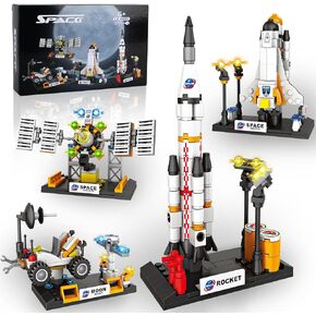 Space Exploration Shuttle Toys for Boys, STEM Aerospace Building Kit Toy with Rocket, Space Shuttle, Moon Buggy and Satellite, Best Gifts for 8-14 Year Old Boys (415 PCS)