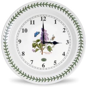 Portmeirion Botanic Garden 10.5" Wall Clock | Garden Lilac Motif | Fine Earthenware | Chip Resistant Glaze | Made in England | Ideal for Room & Kitchen Décor
