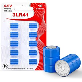 3LR41 Button Batteries, 4.5V Replacement Batteries for Bore Sight, Toys, Digital Camera and Keychain LED Flashlight, Replacement for 3xAG3, 3x392, 3xL736, 3x384, L736F Batteries, 10 Pack