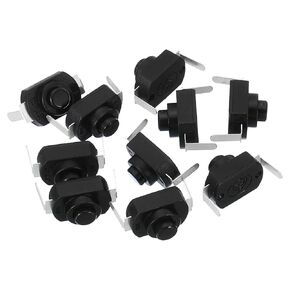 PATIKIL Latching Push Button Switch, 10 Pcs Bent Pin On/Off Self-Lock DC 30V 1A Micro Control Switch for Flashlight Light Lamp Wall Outlet DIY, Black