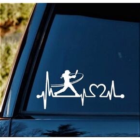 Softball Girl Batter Batting Heartbeat Lifeline Decal Sticker K1072