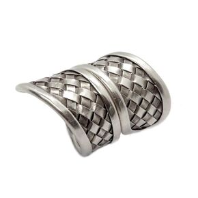 Braided Sterling Silver Long Statment Ring, Spiraling Boho Gypsy Tribal Silver Weave Ring, Adjustable to sizes 6-11, Also as Thumb Ring, Gift for Her