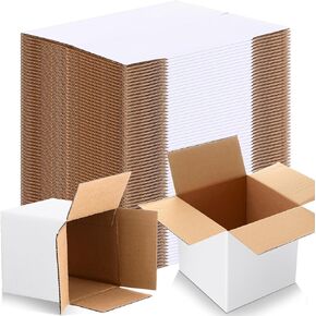 100 Pack 4 x 4 x 4 Inch White Shipping Boxes Small Corrugated Cardboard Box Cube Foldable Mailing Boxes Cardboard Box Mailers for Packaging Gifts, Storage, Shipping Baseballs