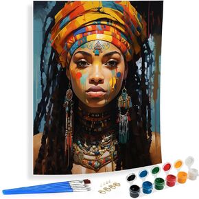 SKRYUIE Paint by Numbers Kit for Adults Beginner African American, Acrylic African Women Oil Painting by Numbers Kits with PaintBrushes Paintwork Art Crafts Canvas for Home Decor 16x20 inch