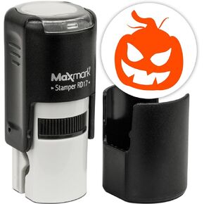 MaxMark Round Self Inking Halloween Stamp - Cat - Black Ink