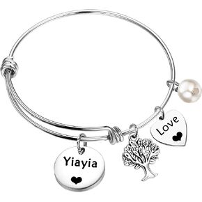 MAOFAED Yiayia Gift Grandmother Gift Yia Yia Bangle Bracelet Gift for Grandma Yia Yia Jewelry Mother’s Day Gift