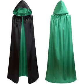 Unisex Reversible Satin Hooded Capes For Christmas Halloween Party Vampires Easter Cosplay Costume Cloak