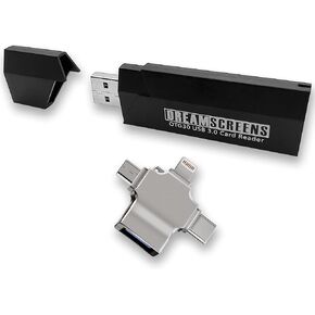 USB 3.0 SD & MicroSD Dual Card Reader Compatible with iPhones, Androids, and Computers (Black)