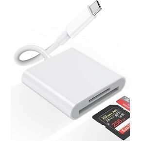 USB C to SD Card Reader, Dual Slot USB Type C to SD & TF Card Reader Adapter, Type C Memory Card Adapter Trail Camera Viewer for iPhone 15/15 Plus/15 Pro/15 Pro Max, iPad Pro, Galaxy S24 S23 S22 Ultra