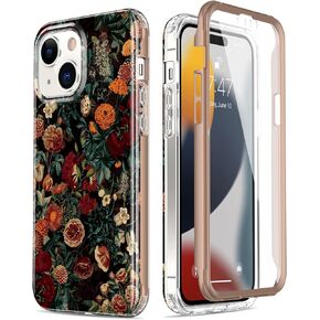Esdot for iPhone 15 Pro Max Case with Built-in Screen Protector,Durable Cover with Fashionable Designs for Women Girls,Protective Phone Case 6.7" Flower Garden