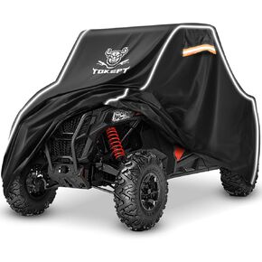 UTV Cover, Outdoor Waterproof All-Weather Protection UTV Cover with Upgraded Windproof Straps and Vents for 4-6 Seater Polaris RZR Can-Am Yamaha Honda Kawasaki Suzuki (XXXL Black)