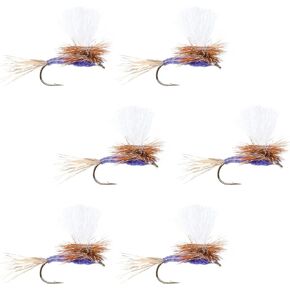 The Fly Fishing Place Parachute Purple Haze Classic Trout Dry Fly Fishing Flies - Set of 6 Flies Size 14
