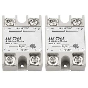 XINGYHENG 2Pcs SSR-25DA Single-Phase DC Solid State Relay Module Load 24-380VAC Controlled Module Input 3-32V DC for Industrial Automation Process